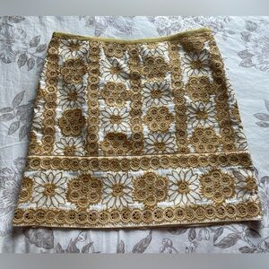 Vintage 90s Nicole Miller Yellow Sunflower Daisy Embroidered Mini Skirt 4 Fairy